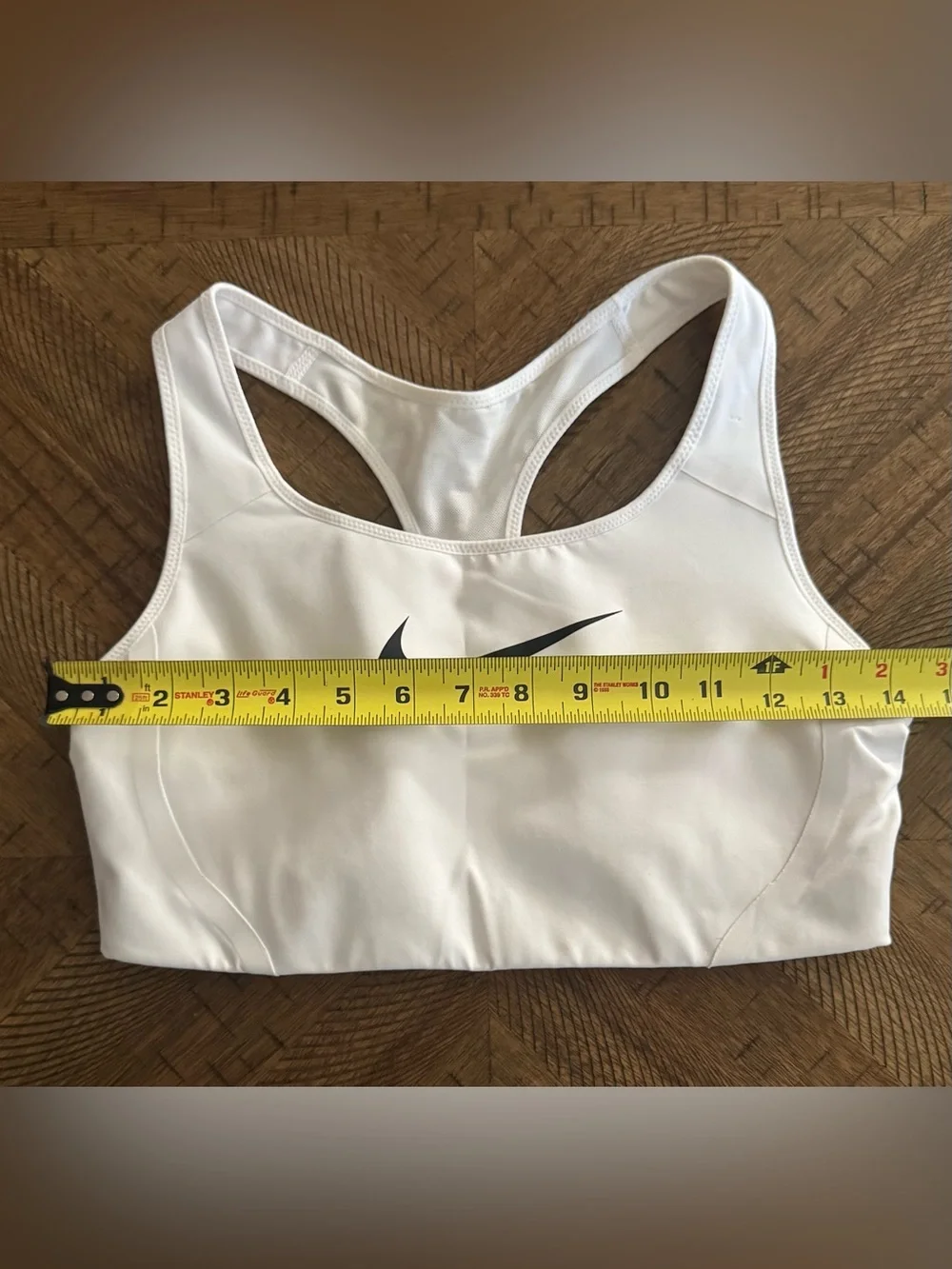 Nike White Racerback Sports Bra with Black Swoosh - size Large - Picture 5 of 13